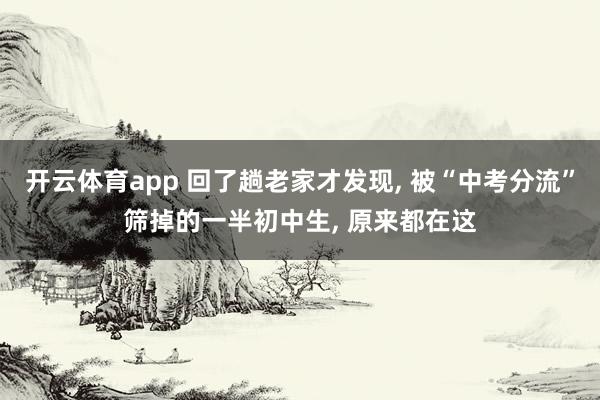 开云体育app 回了趟老家才发现， 被“中考分流”筛掉的一半初中生， 原来都在这