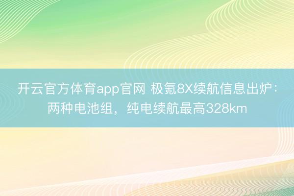 开云官方体育app官网 极氪8X续航信息出炉：两种电池组，纯电续航最高328km